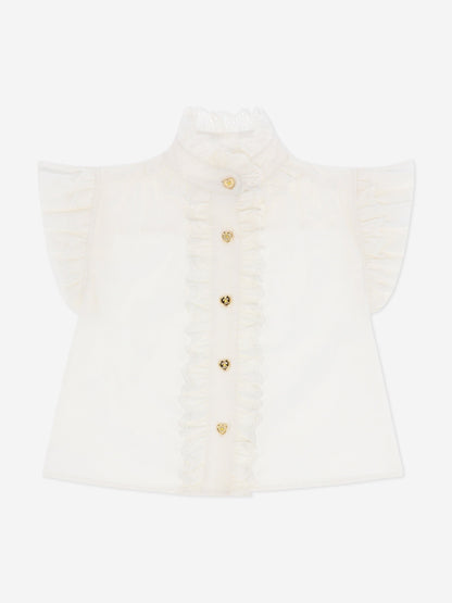 Angels Face Girls Neo Frill Blouse in White