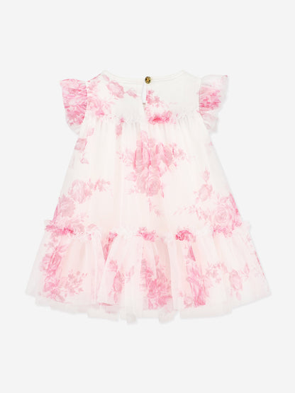 Baby Girls Rosebud Roses Tulle Dress in Pink
