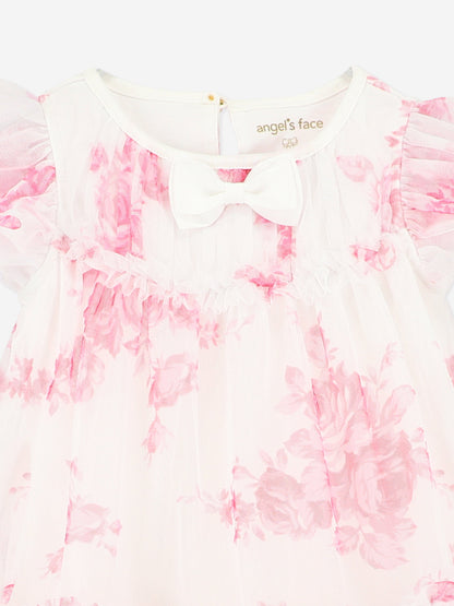 Baby Girls Rosebud Roses Tulle Dress in Pink