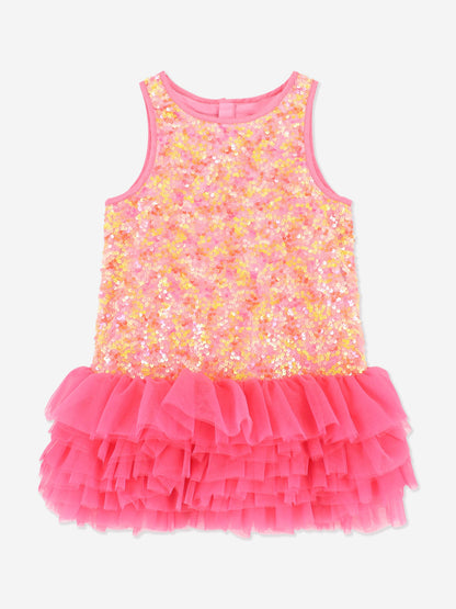 Girls Charleston Sequin Tulle Dress in Pink
