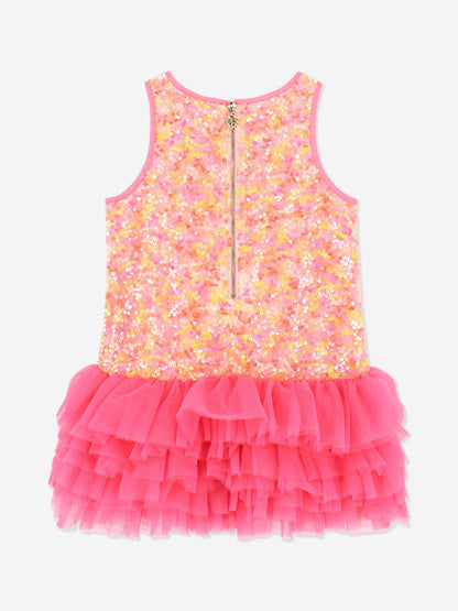 Girls Charleston Sequin Tulle Dress in Pink
