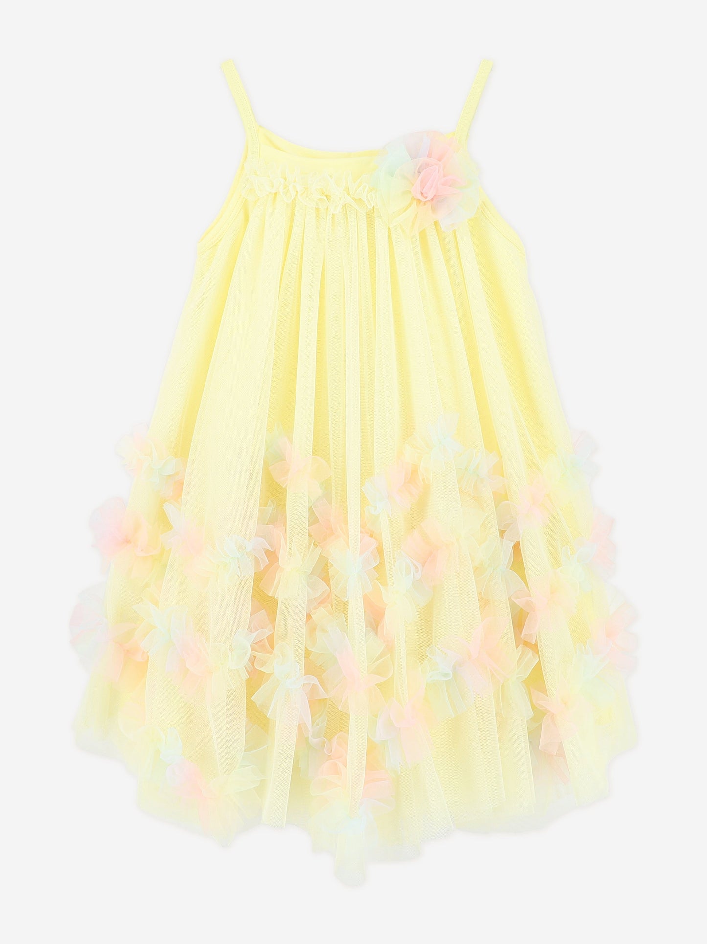 Girls Zigzag Tulle Dress in Yellow