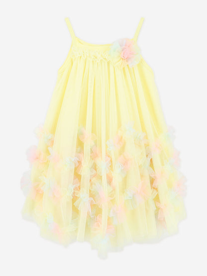 Girls Zigzag Tulle Dress in Yellow