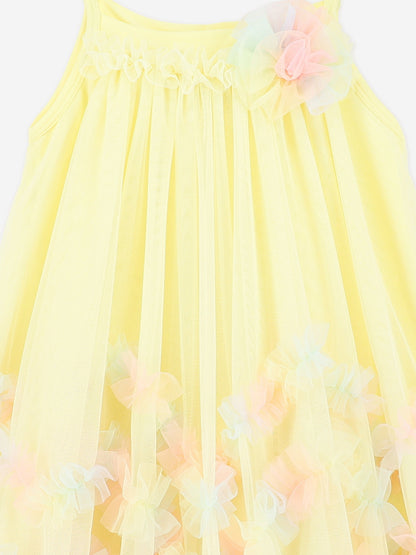 Girls Zigzag Tulle Dress in Yellow