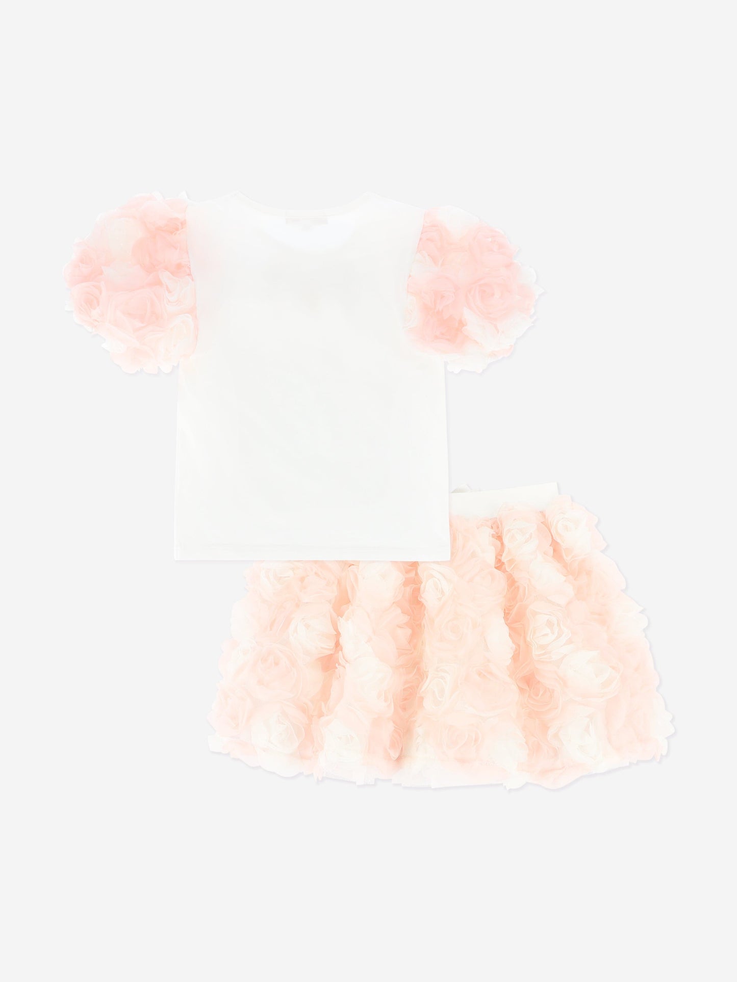 Girls Roses Top and Skirt Set in Pink