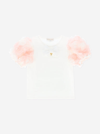 Girls Roses Top and Skirt Set in Pink