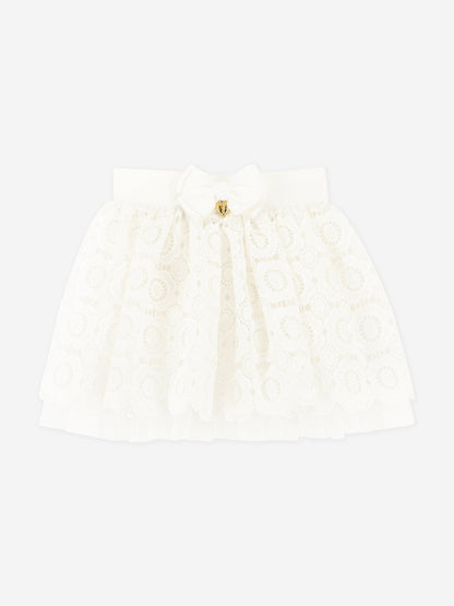 Girls Blossom Lace Skirt in White