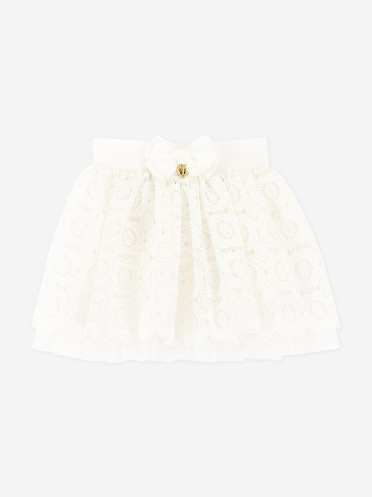 Girls Blossom Lace Skirt in White