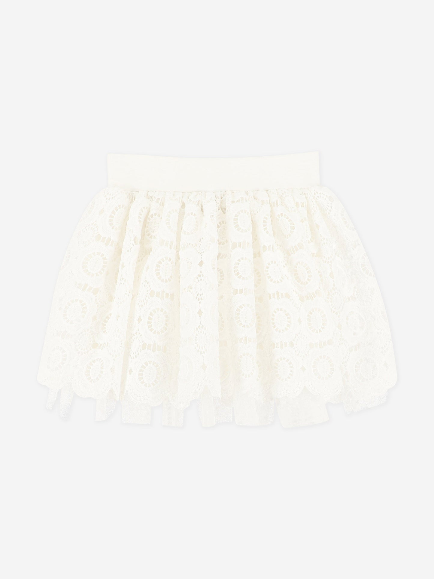 Girls Blossom Lace Skirt in White