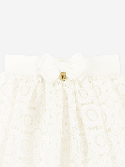 Girls Blossom Lace Skirt in White