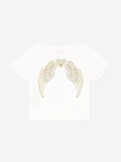 Girls Amelia Wings Printed T-Shirt in White