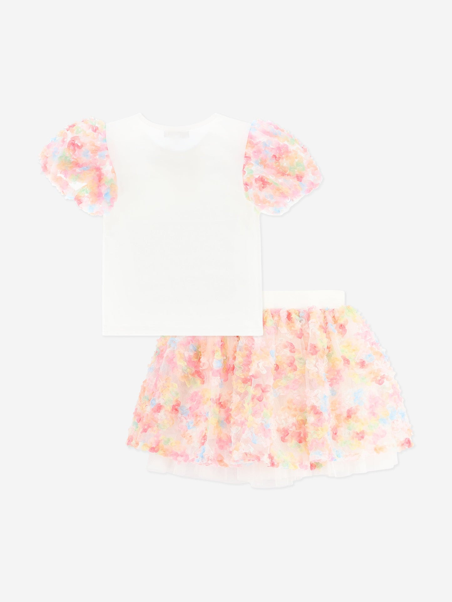Girls Confetti Top and Skirt Set in White
