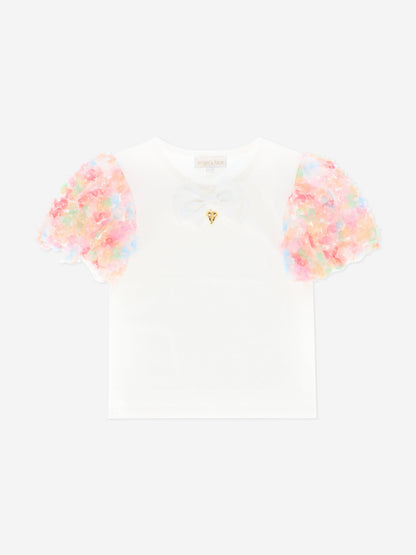 Girls Confetti Top and Skirt Set in White