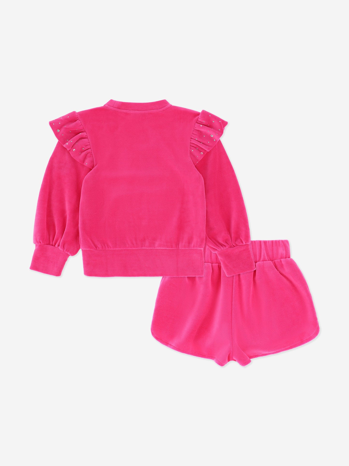 Girls Bijou Crystal Velour Short Set in Pink