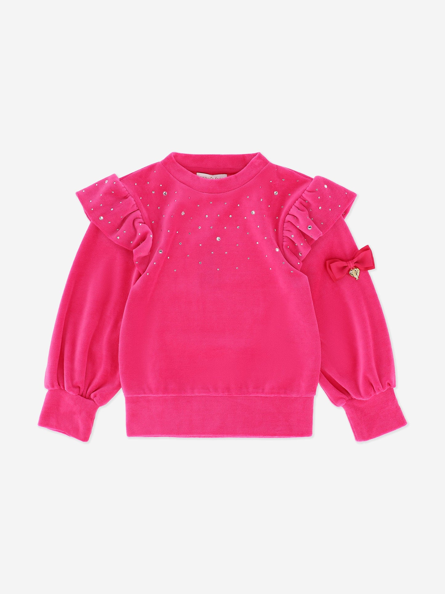 Girls Bijou Crystal Velour Short Set in Pink
