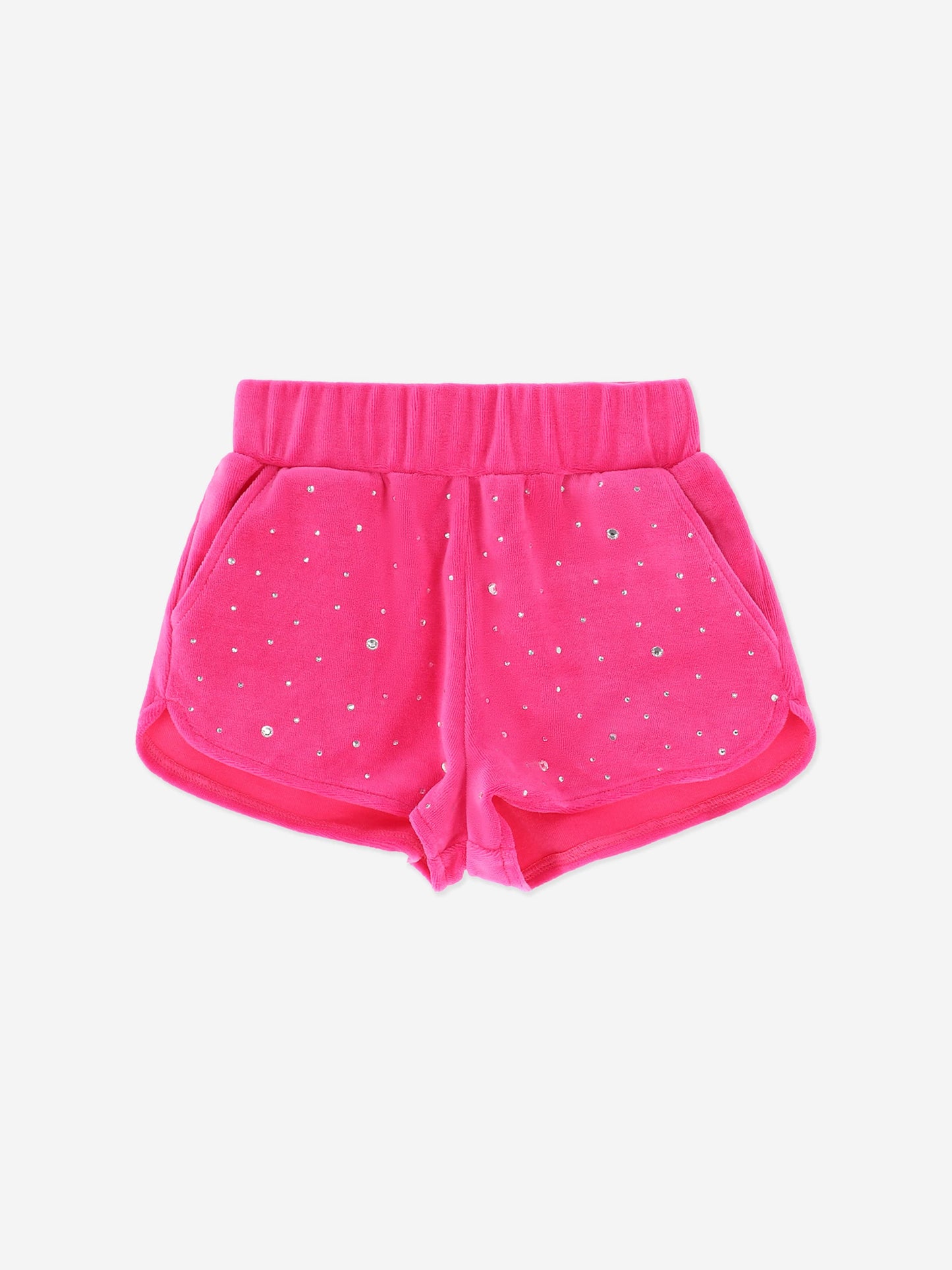Girls Bijou Crystal Velour Short Set in Pink
