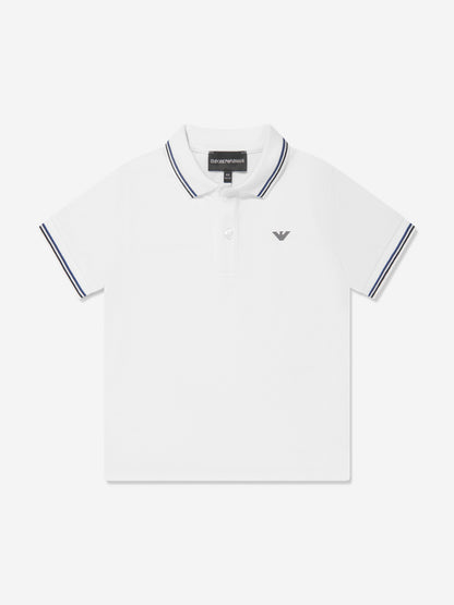 Emporio Armani 男童白色徽标 Polo 衫