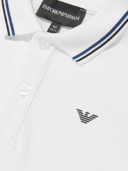 Emporio Armani 男童白色徽标 Polo 衫