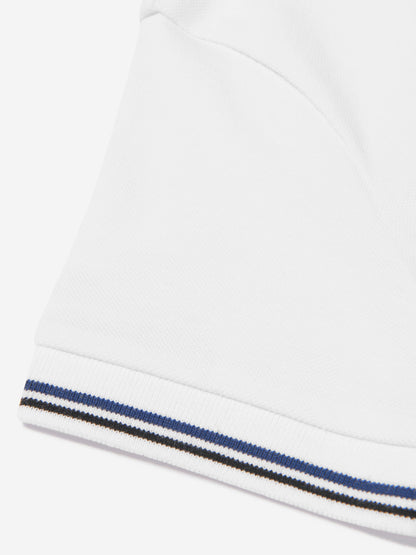 Emporio Armani 男童白色徽标 Polo 衫
