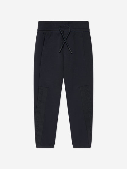 Emporio Armani 男童海军蓝徽标慢跑裤