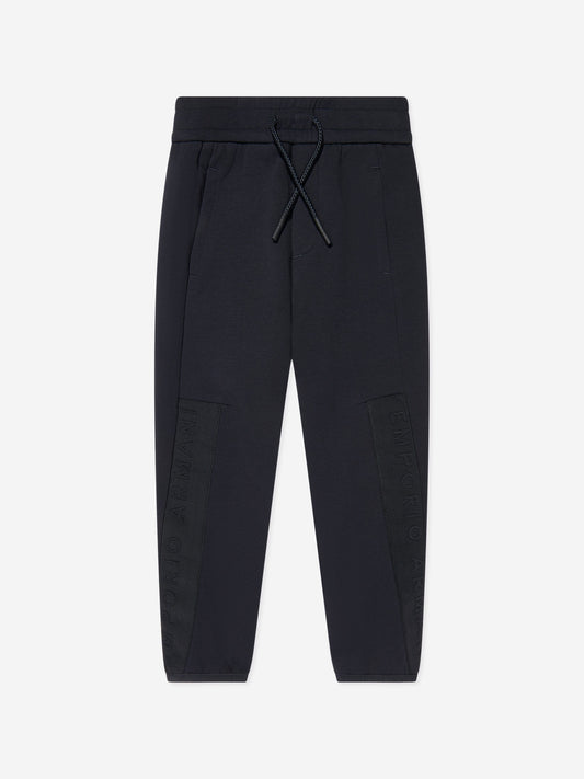 Emporio Armani 男童海军蓝徽标慢跑裤