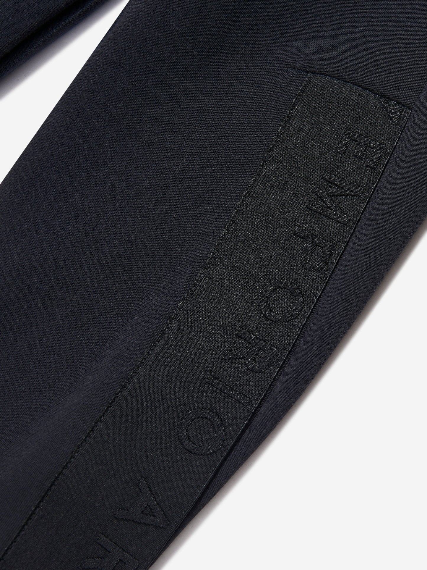 Emporio Armani 男童海军蓝徽标慢跑裤