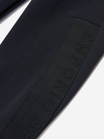 Emporio Armani 男童海军蓝徽标慢跑裤