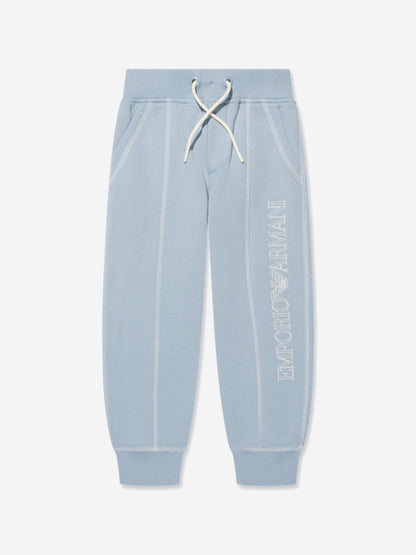 Emporio Armani 男童蓝色徽标慢跑裤