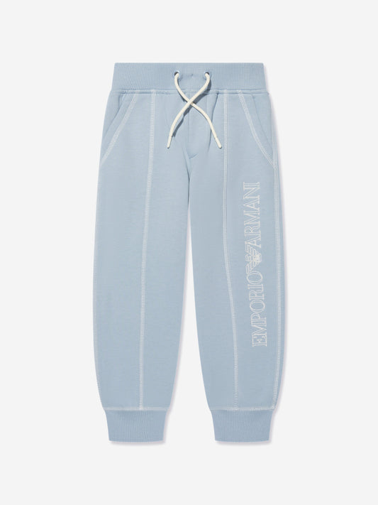 Emporio Armani 男童蓝色徽标慢跑裤