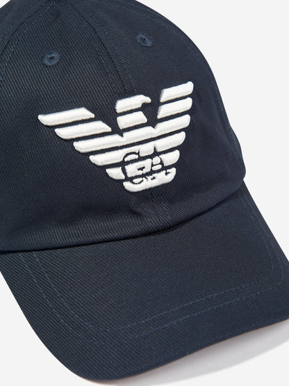 海军蓝 Emporio Armani Kids 徽标棒球帽