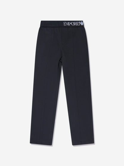 Emporio Armani 男童海军蓝徽标长裤
