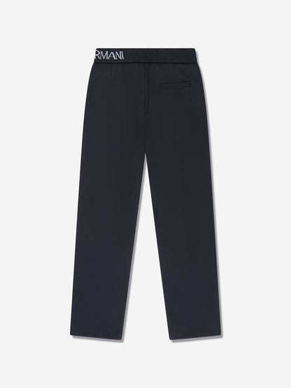 Emporio Armani 男童海军蓝徽标长裤