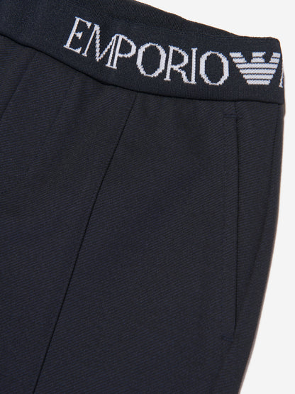 Emporio Armani 男童海军蓝徽标长裤