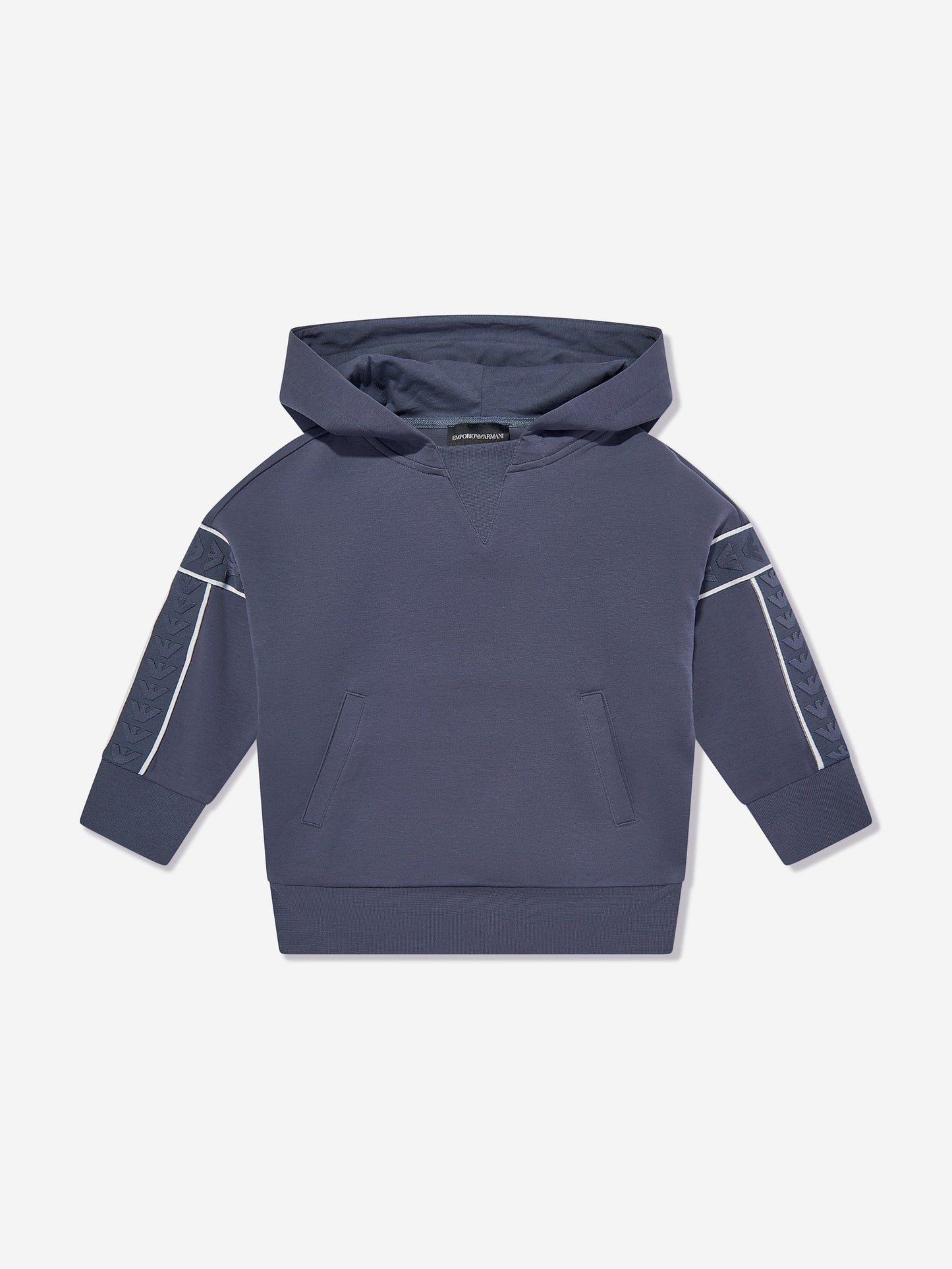Emporio Armani 男童蓝色徽标连帽衫