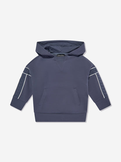 Emporio Armani 男童蓝色徽标连帽衫