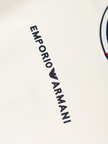 Emporio Armani Kids 象牙色徽标运动衫