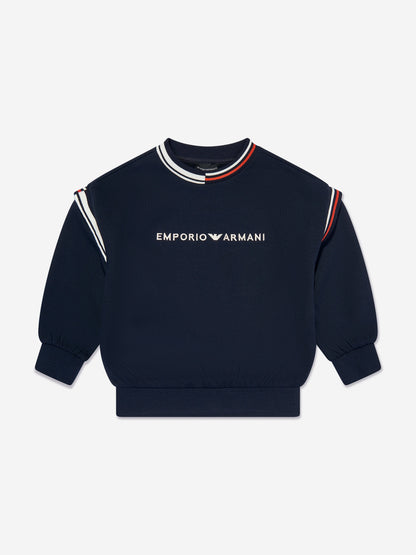 Emporio Armani 男童海军蓝徽标运动衫