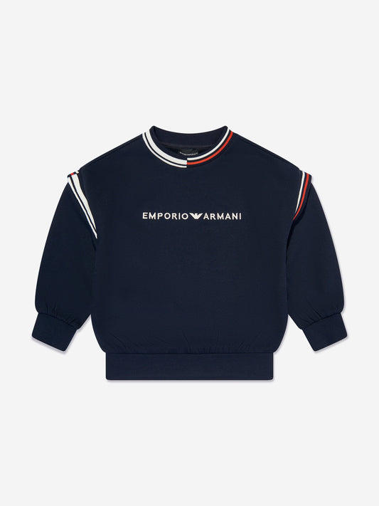 Emporio Armani 男童海军蓝徽标运动衫
