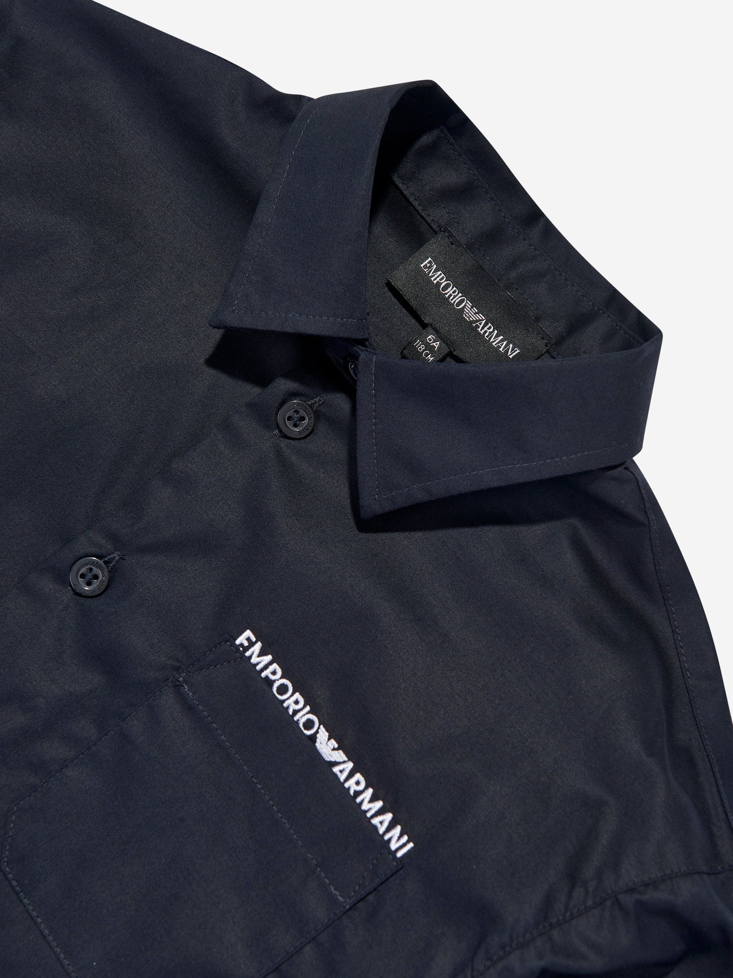 Emporio Armani 男童海军蓝徽标衬衫