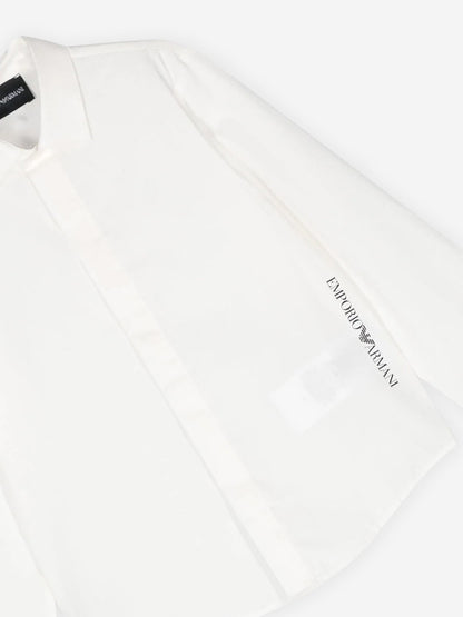 Emporio Armani 男童白色徽标衬衫