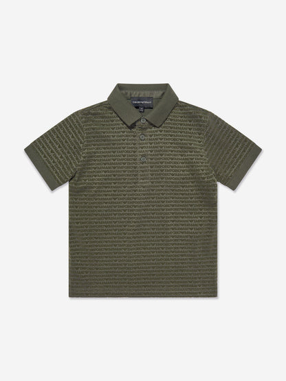 Emporio Armani 男童绿色徽标 Polo 衫
