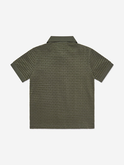 Emporio Armani 男童绿色徽标 Polo 衫