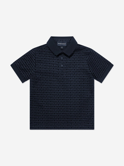 Emporio Armani 男童徽标 Polo 衫（海军蓝）