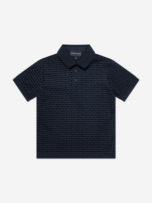 Emporio Armani 男童徽标 Polo 衫（海军蓝）