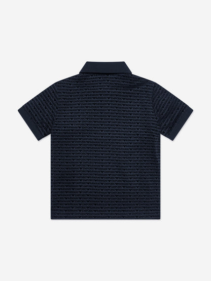 Emporio Armani 男童徽标 Polo 衫（海军蓝）