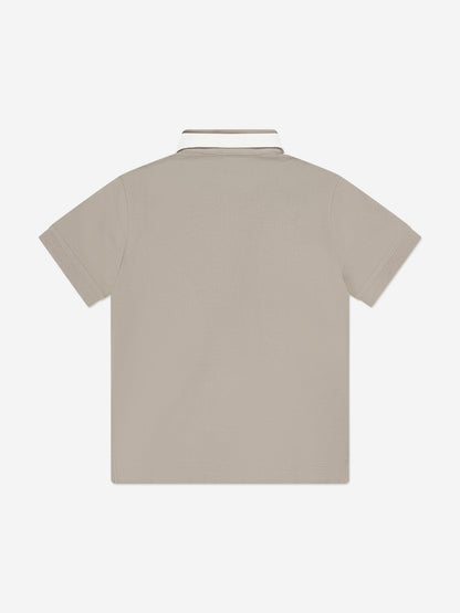 Emporio Armani 男童米色徽标 Polo 衫