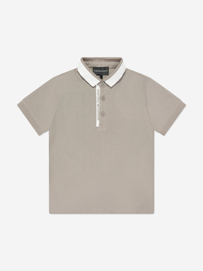 Emporio Armani 男童米色徽标 Polo 衫