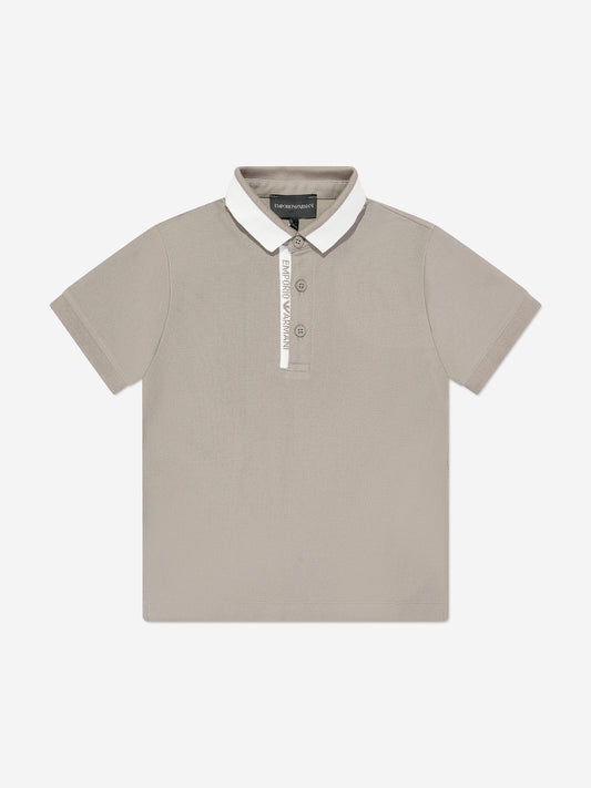 Emporio Armani 男童米色徽标 Polo 衫