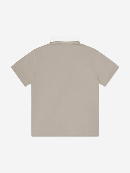Emporio Armani 男童米色徽标 Polo 衫