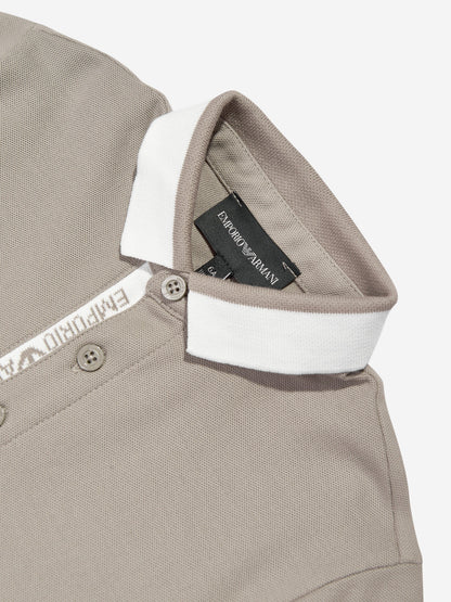 Emporio Armani 男童米色徽标 Polo 衫